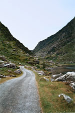 Looking through the mountains at the Gap of Dunloe